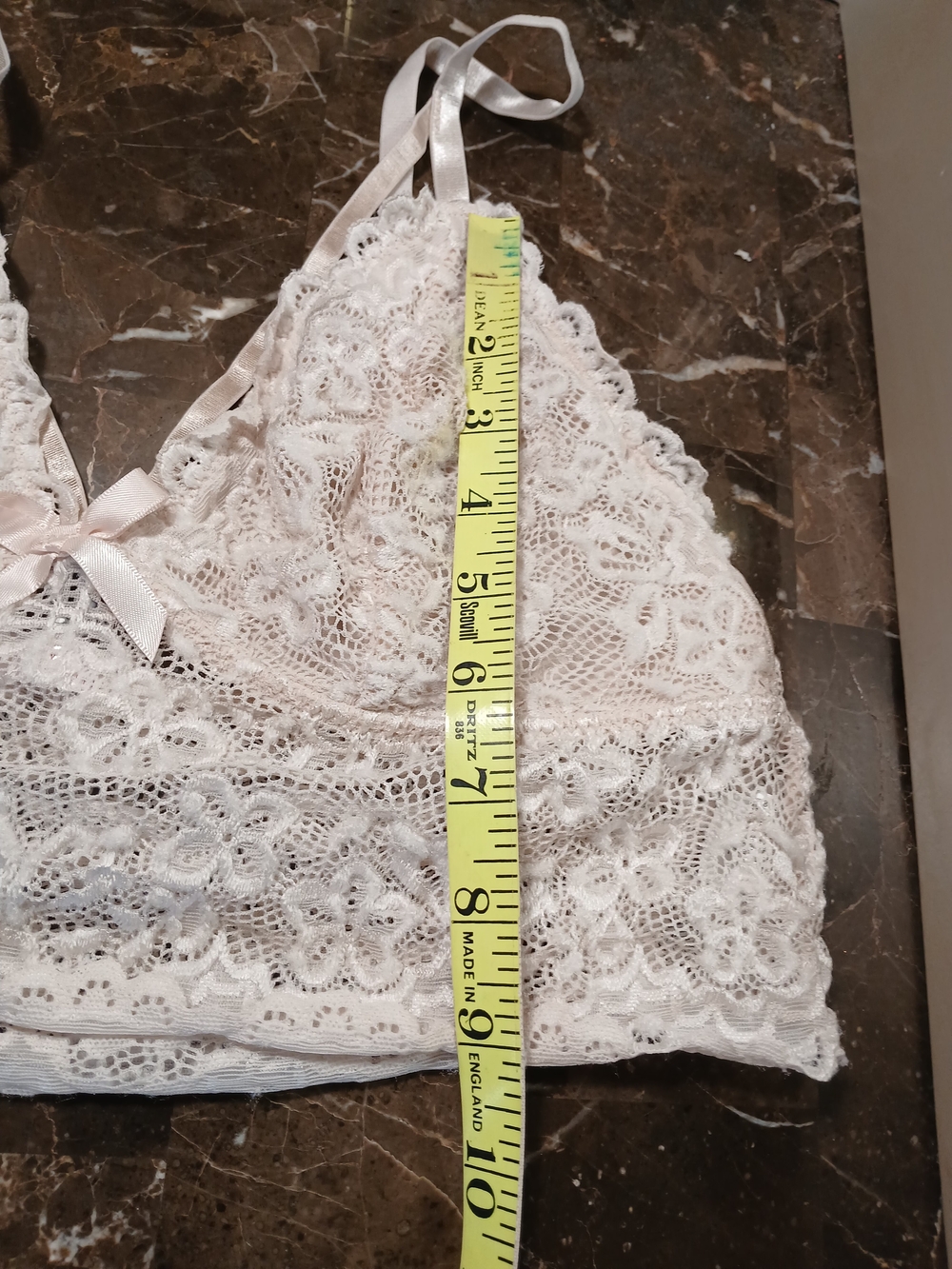 Lace Bandeau Bralette with Satin Trim in Light Pink - Picture 5 of 11